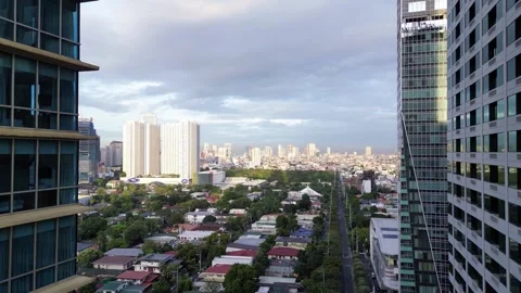 Manila, Philippines cityscape. Elevated view of Makati. Aerial view Stock Footage 303672794