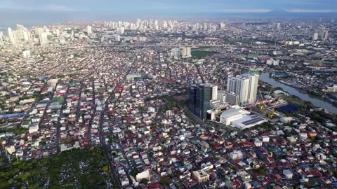 Manila, Philippines cityscape. Elevated view of Makati. Aerial view Stock Footage 303674131