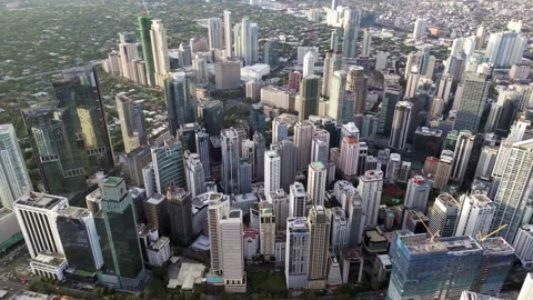Manila, Philippines cityscape. Elevated view of Makati. Aerial view Stock Footage 303674572