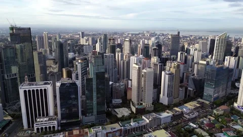 Manila, Philippines cityscape. Elevated view of Makati. Aerial view Stock Footage 303675395