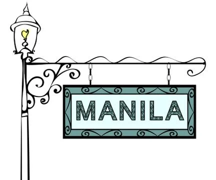 Manila retro pointer lamppost Stock Illustration