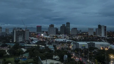 Manila: Skyline with Clouds and Traffic at Night Video stock 70613809