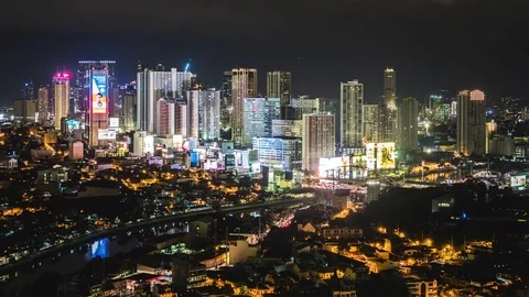 Manila Skyline Time Lapse View at Night,... | Stock Video | Pond5