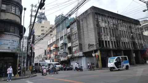 Manila - View of street traffic inside a taxi 000505 Stock Footage 237859301