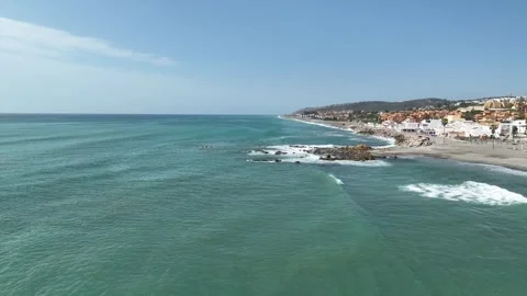 Manilva Coast Beach in Malaga, Spain Stock Footage 294682404