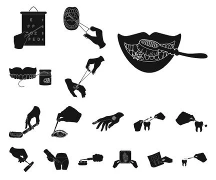 Manipulation by hands black icons in set collection for design. Hand movement in Stock Illustration