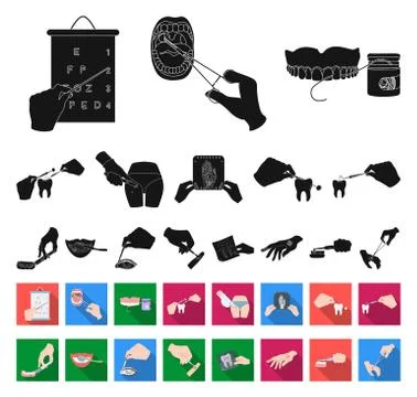 Manipulation by hands black,flat icons in set collection for design. Hand Stock Illustration