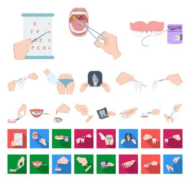 Manipulation by hands cartoon,flat icons in set collection for design. Hand Stock Illustration