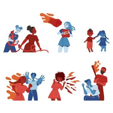 Manipulation over people set. Toxic relationship, violence, social influence and Ilustração Stock