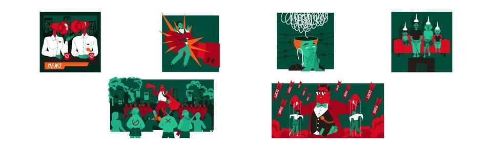 Manipulation of People with Authority Having Influence and Control Over Crowd Ilustração Stock