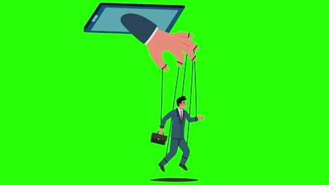 Manipulation of person using social networks on green screen 2D animation. Stock Footage 301232956