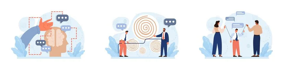 Manipulation set. Psychological control method. Domination exploitation Stock Illustration