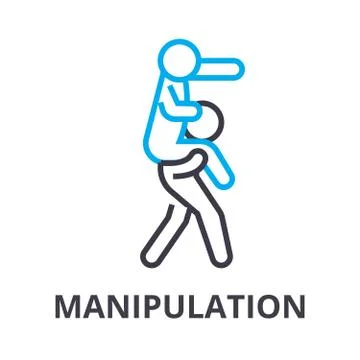Manipulation thin line icon, sign, symbol, illustation, linear concept, vector Stock Illustration