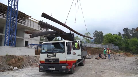 Manipulator loading building materials Stock Footage 197156760