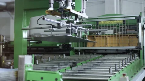 Manipulator works on an automatic conveyor 스톡 동영상 160479301