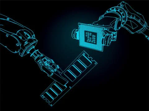 Manipulators and microelectronics Illustrazione stock