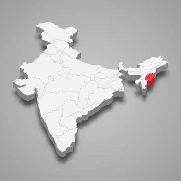 Manipur state location within India 3d map Stock Illustration