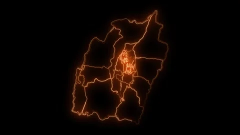 Manipur State Neon Map Glowing Outline India Animation 4K 動画素材 330998613