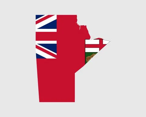Manitoba Map Flag. Map of Manitoba with flag. Stock Illustration