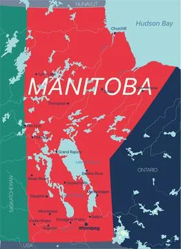 Manitoba province vector editable map of the Canada 스톡 일러스트