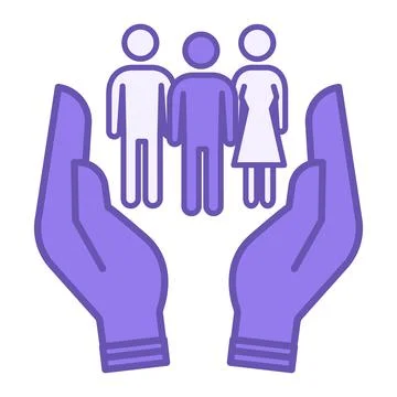 Mankind Colored Icon. Vector Icon of Group of People in Human Hands Stock Illustration