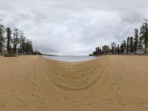 Manly Beach cloudy day 360 Standing Height Stock Footage 80359528