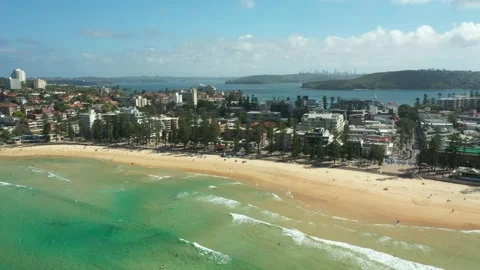 Manly Beach drone Video stock 251529351