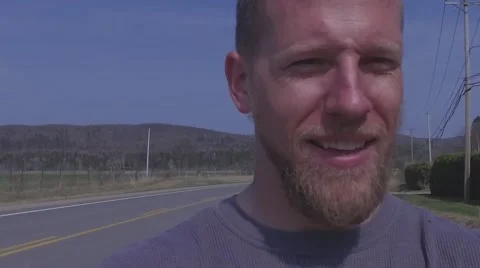 Manly guy with beard walking in slow motion Stock Footage 63074651