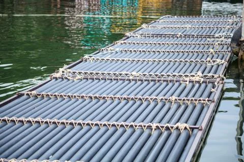 Manmade synthetic plastic pipe floating pontoon for supporting a variety of m Stock Photos