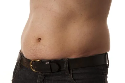 Mann mit Bauch frontal Stock Photos