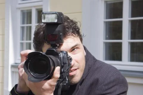 Mann mit Digitalkamera Stock Photos