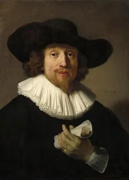 Mann mit Notenblatt Man with a Sheet of Music Painting by Rembrandt van Rijn Stock-Illustration