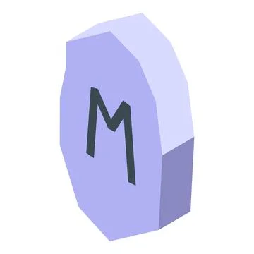 Mannaz rune representing humanity and intelligence on a stone Stock Illustration