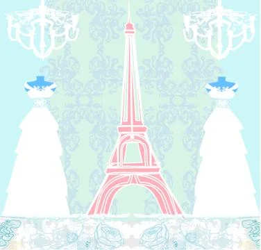 Mannequin and eiffel tower - abstract design Stock Illustration