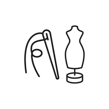 Mannequin and needle and thread set tailor and fashion icon イラスト素材