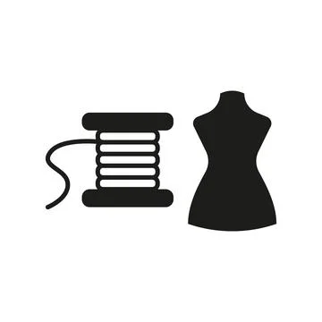 Mannequin and needle and thread set tailor and fashion icon Stock Illustration