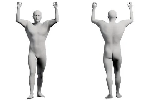 Mannequin arms raised front back studio Stock Illustration