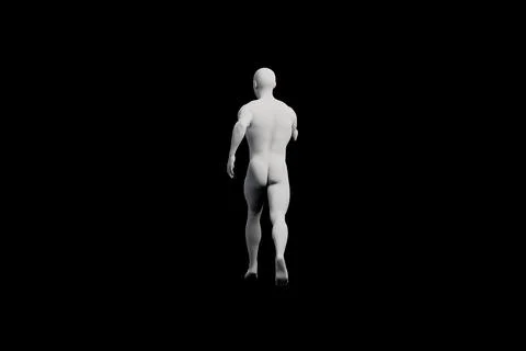 Mannequin back view diffuse lighting black background Stock Illustration