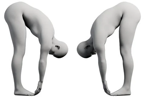Mannequin bending forward in white studio Stock Illustration