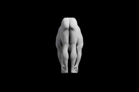 Mannequin bending over in black studio Stock Illustration