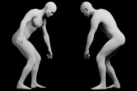 Mannequin bending in studio grid Ilustração Stock