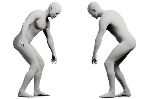 Mannequin bending in studio grid Stock Illustration