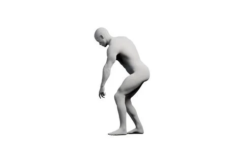 Mannequin bending in studio Stock Illustration