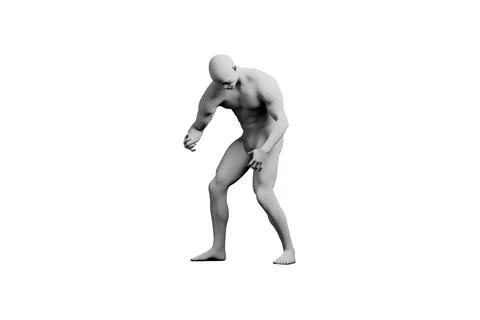 Mannequin bending in studio with matte finish Stock Illustration