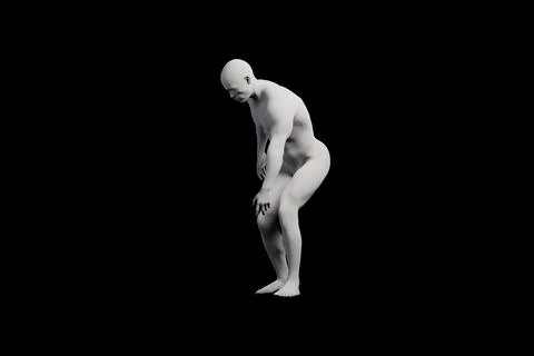 Mannequin bending in three-quarter view against black background Stock Illustration