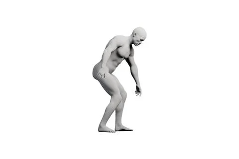 Mannequin bending in white studio Stock Illustration