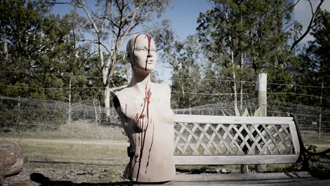 Mannequin bleed from head grungy Stock Footage 196275241