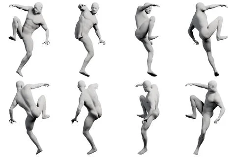 Mannequin climbing frame multi-view collage Stock Illustration