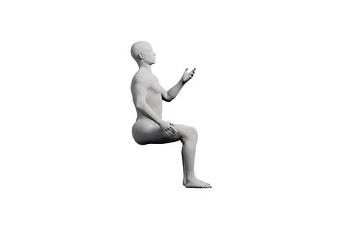 Mannequin in confident pose, side view, matte white studio Stock Illustration
