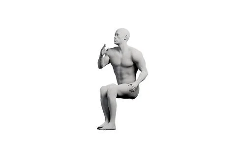 Mannequin in contemplative pose against white backdrop Stock Illustration
